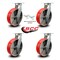 Service Caster 12 Inch Heavy Duty Red Poly on Cast Iron Swivel Caster Set with 2 Swivel Locks SCC-KP92S1230-PUR-RS-BSL-2-S-2 - alternate 6